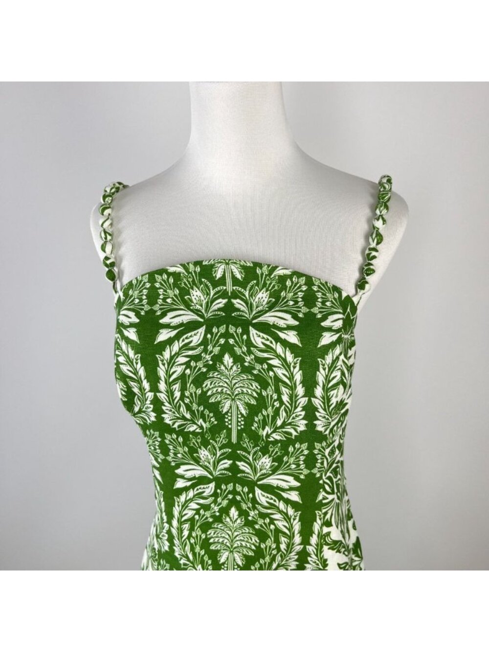 NWOT Farm Rio Floral Delicate Tapestry Linen Drop-Waist Midi Dress Size XS Green - Picture 5 of 11